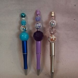 Beaded Decorative Ballpoint Pens - Blue, Purple, Gold